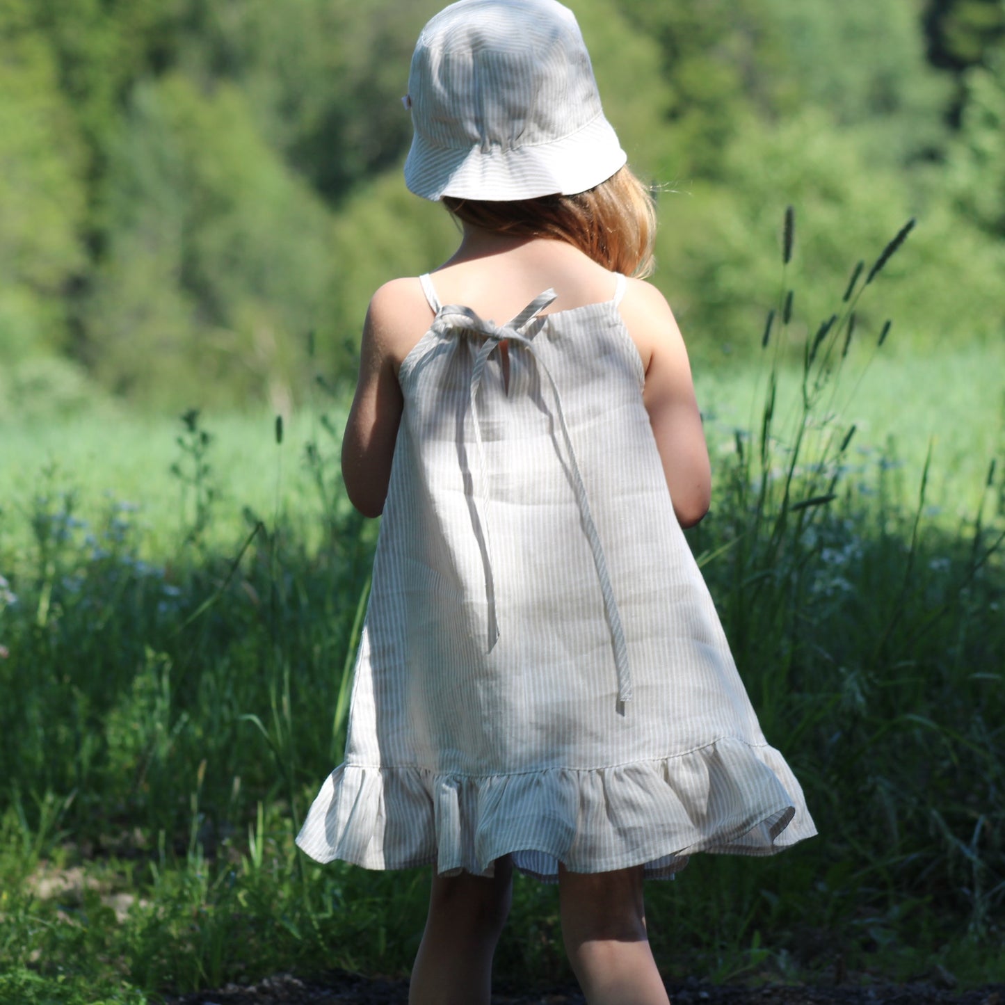 Kjole i lin SAVANNA - jente 1-6y | stripes