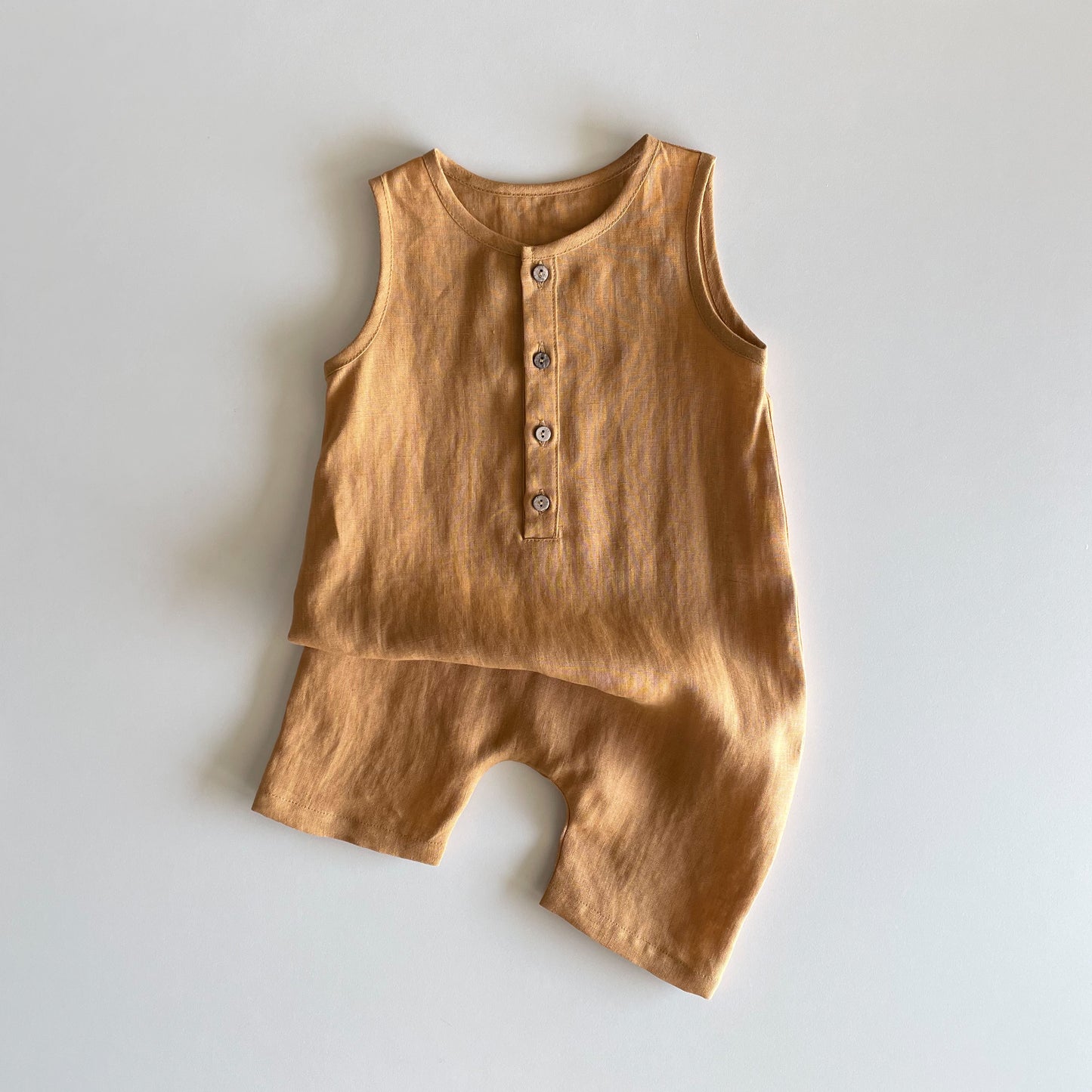 Romper in linen LEO - boy 6m-5y | carmel