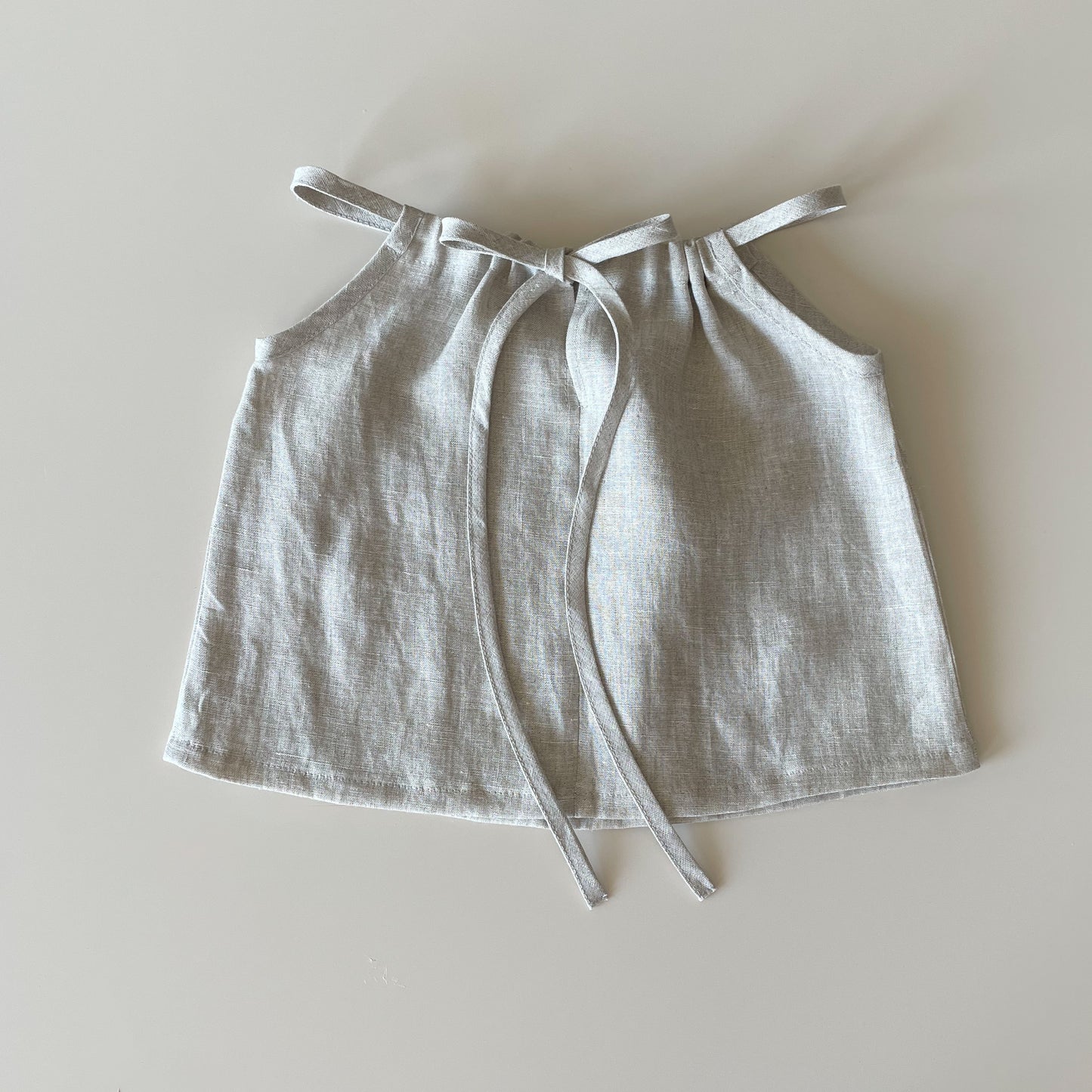 Strap top with tie in linen - girl 1-6y | natural