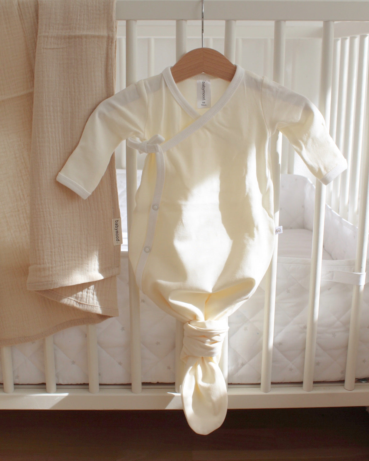 Kimono gown, organic cotton GOTS, ecru