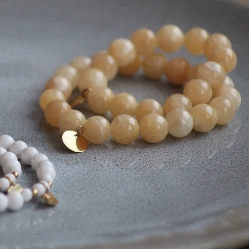 Armbånd Mini & Me, beige jade