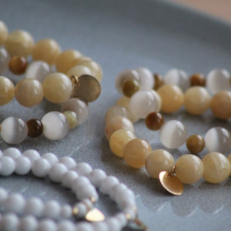 Armbånd Mini & Me, beige jade