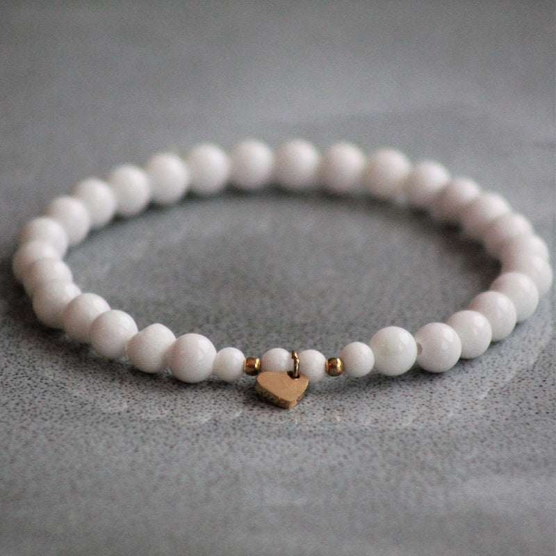 Bracelet Mini & Me, white jade