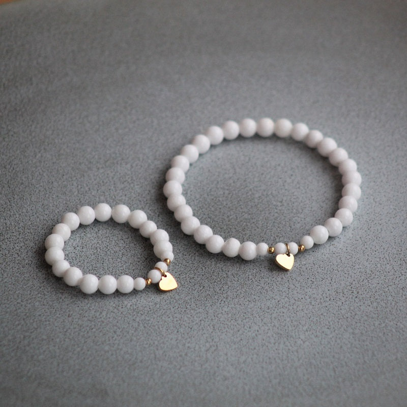 Bracelet Mini & Me, white jade