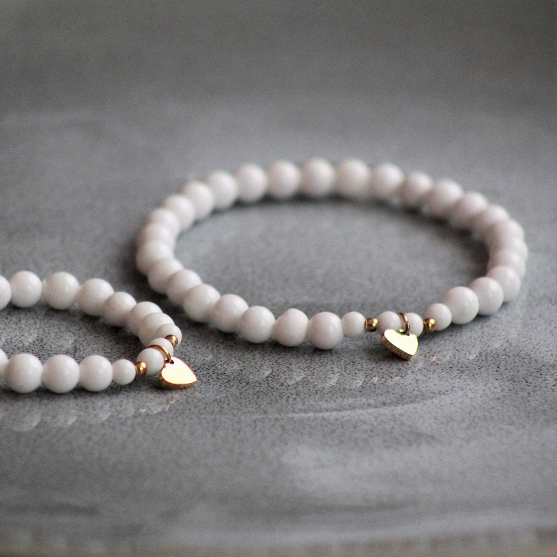 Bracelet Mini & Me, white jade