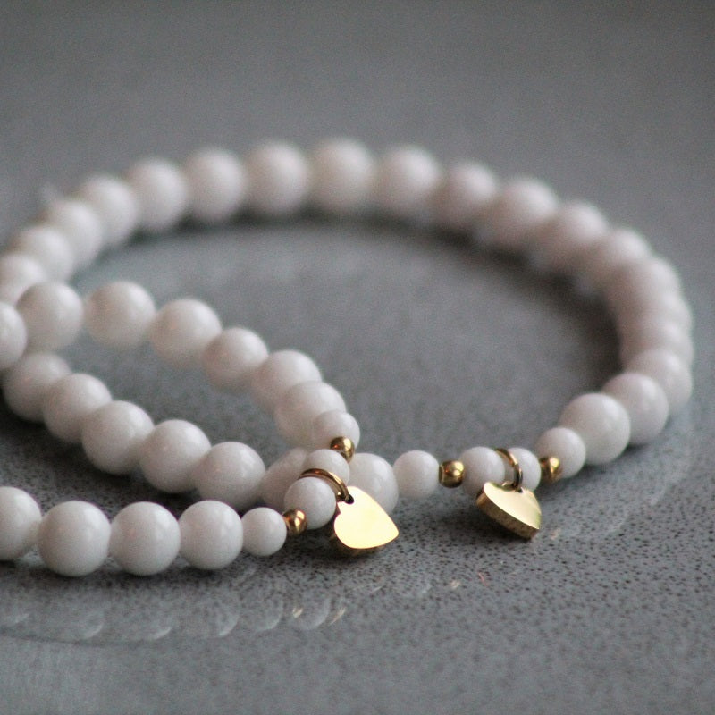Bracelet Mini & Me, white jade
