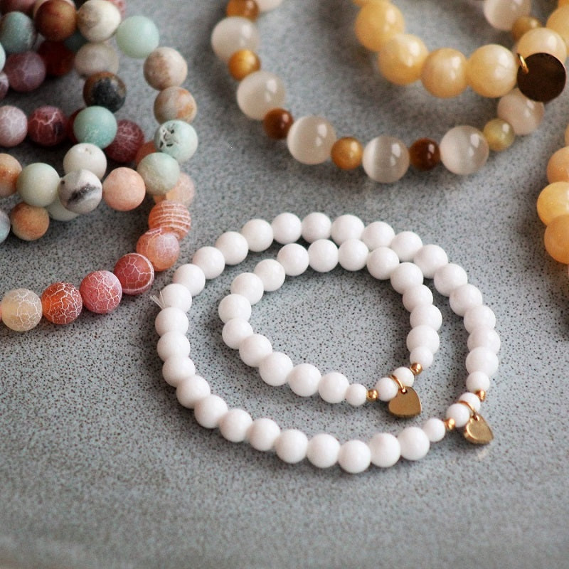 Bracelet Mini & Me, white jade