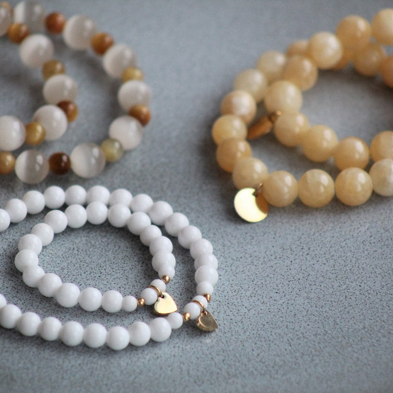 Armbånd Mini & Me, beige jade
