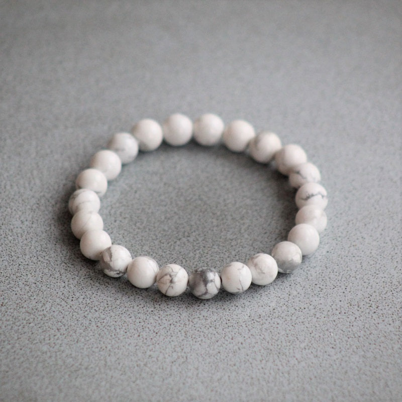 Bracelet Mini & Me, white marble howlite