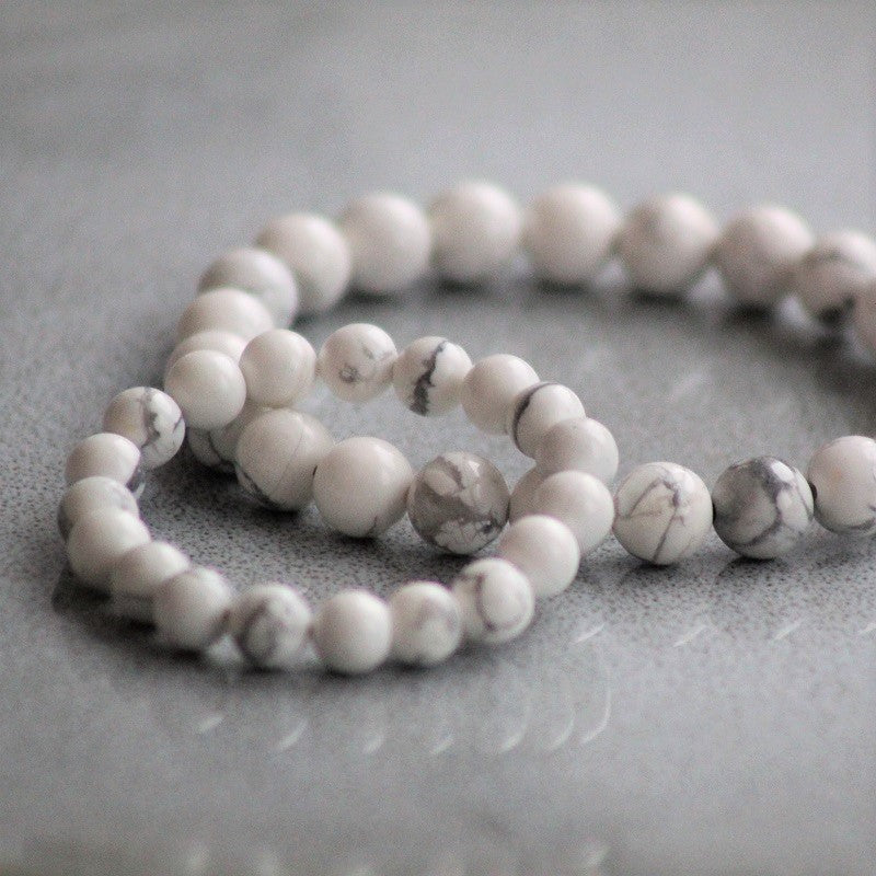 Bracelet Mini & Me, white marble howlite