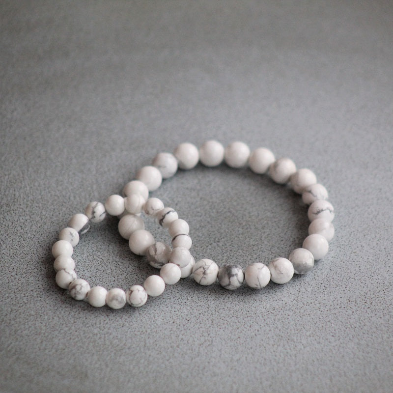 Bracelet Mini & Me, white marble howlite
