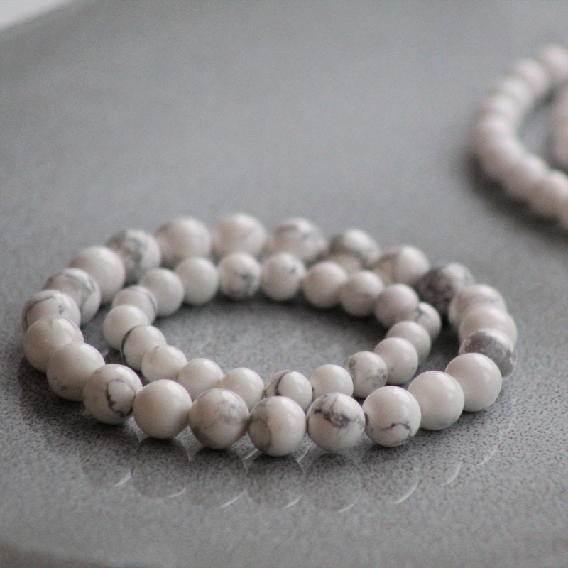 Bracelet Mini & Me, white marble howlite