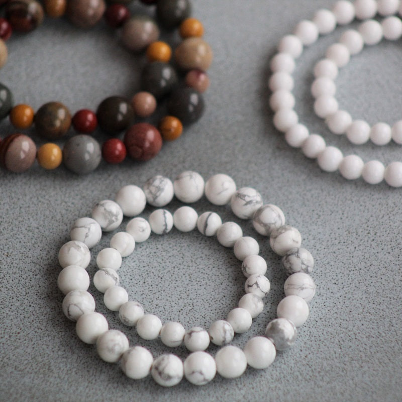 Bracelet Mini & Me, white marble howlite