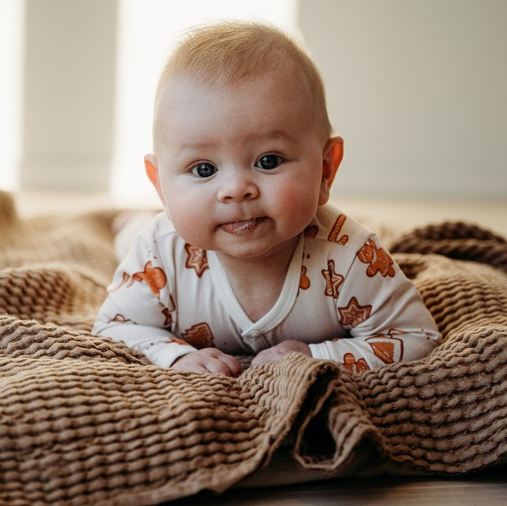 Waffle swaddle blanket, linen/cotton | Mocca