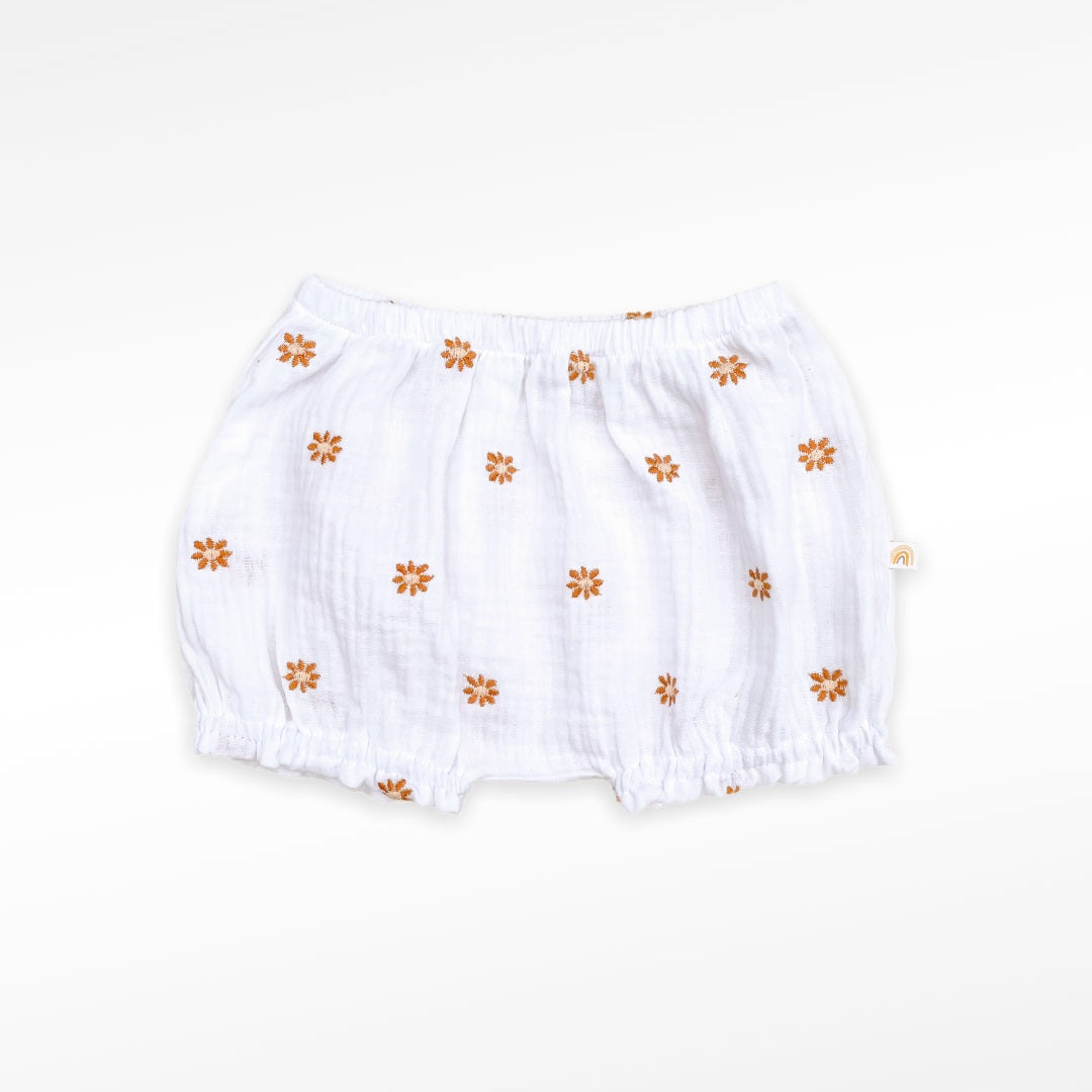 Bloomer Sunflower, organic muslin GOTS | white