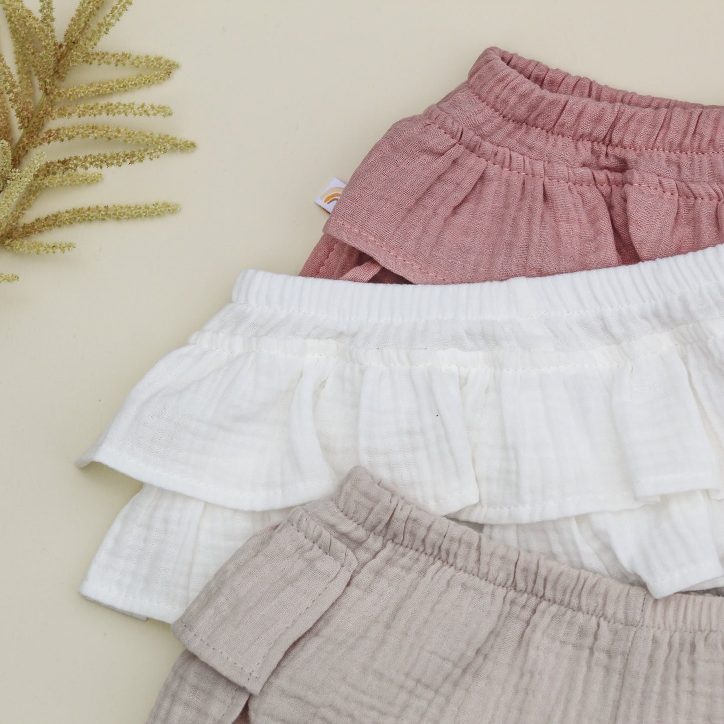Dress and bloomer set in organic muslin GOTS | old rose