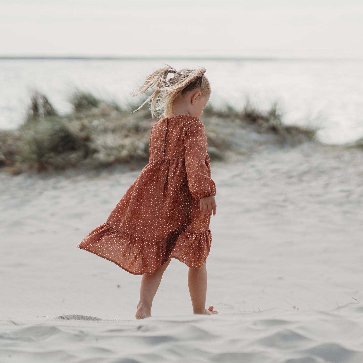 Kjole DOTS, lin | cinnamon