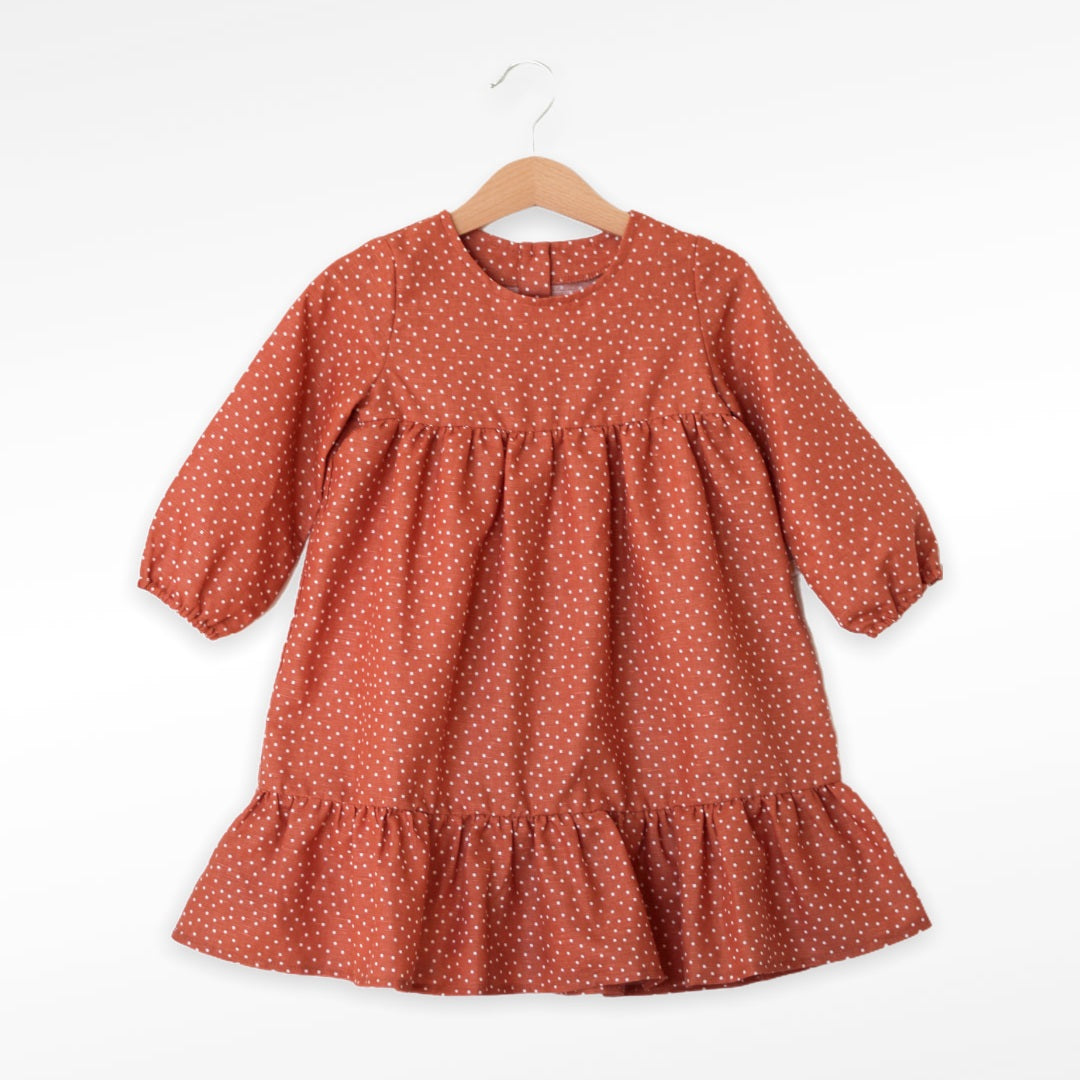 Kjole DOTS, lin | cinnamon