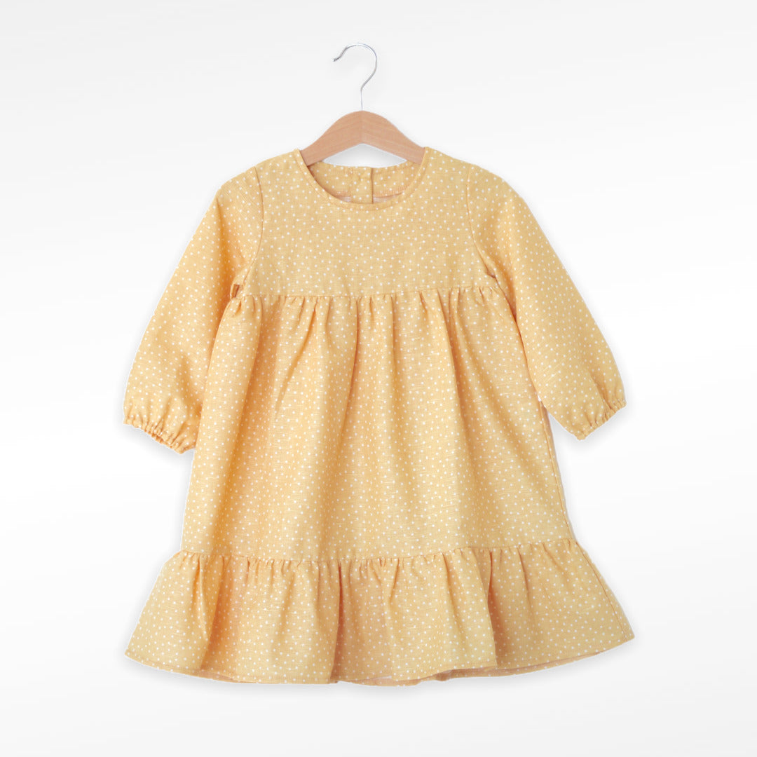 Dress DOTS, linen | light yellow