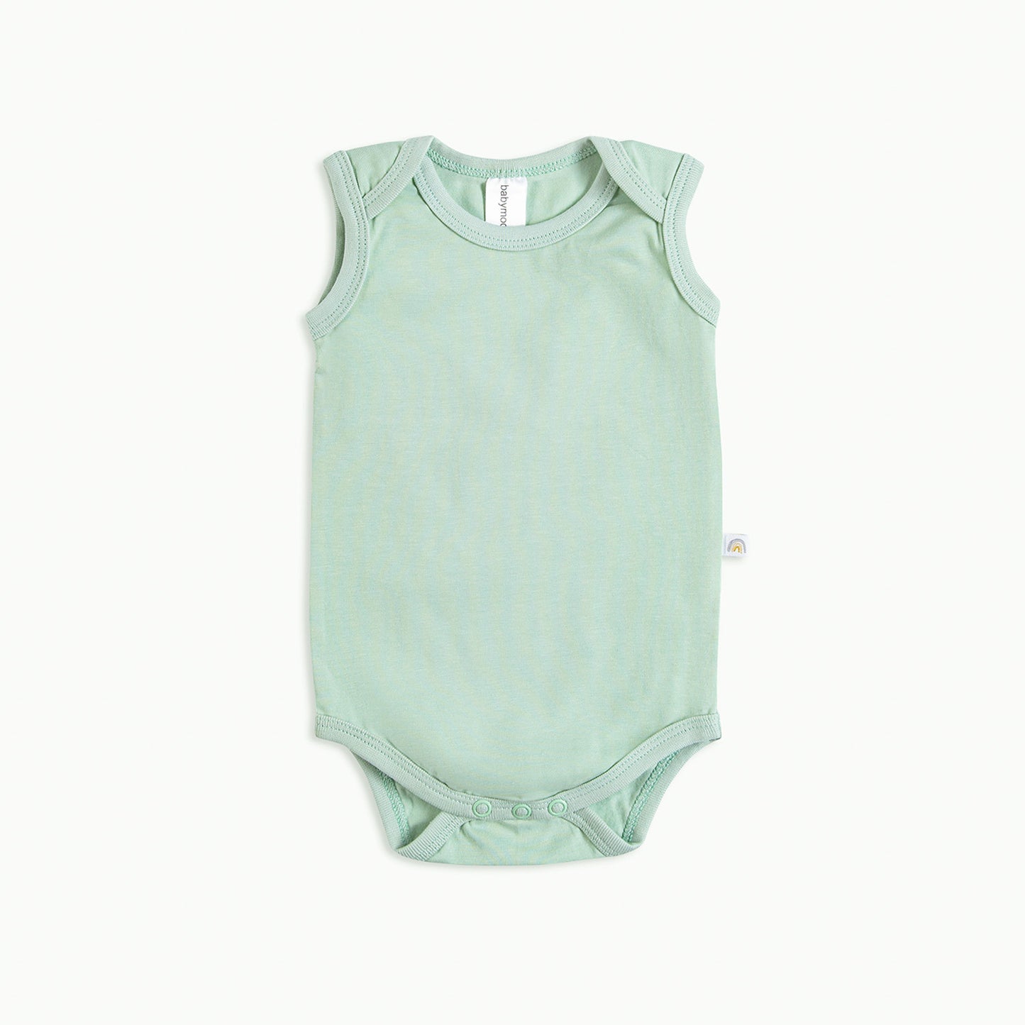 Body without sleeves, organic cotton GOTS, old light green