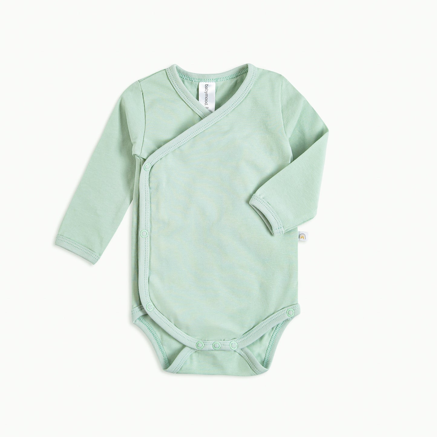 Wrap body with long sleeves, organic cotton GOTS, old light green