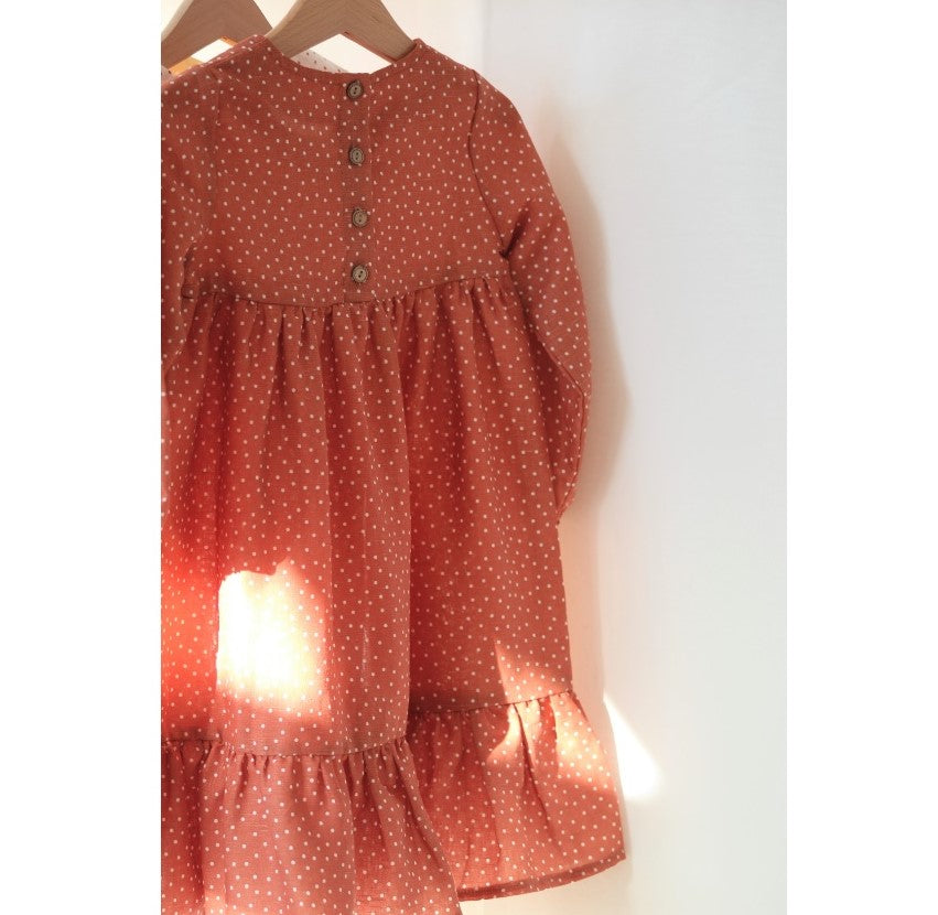 Kjole DOTS, lin | cinnamon