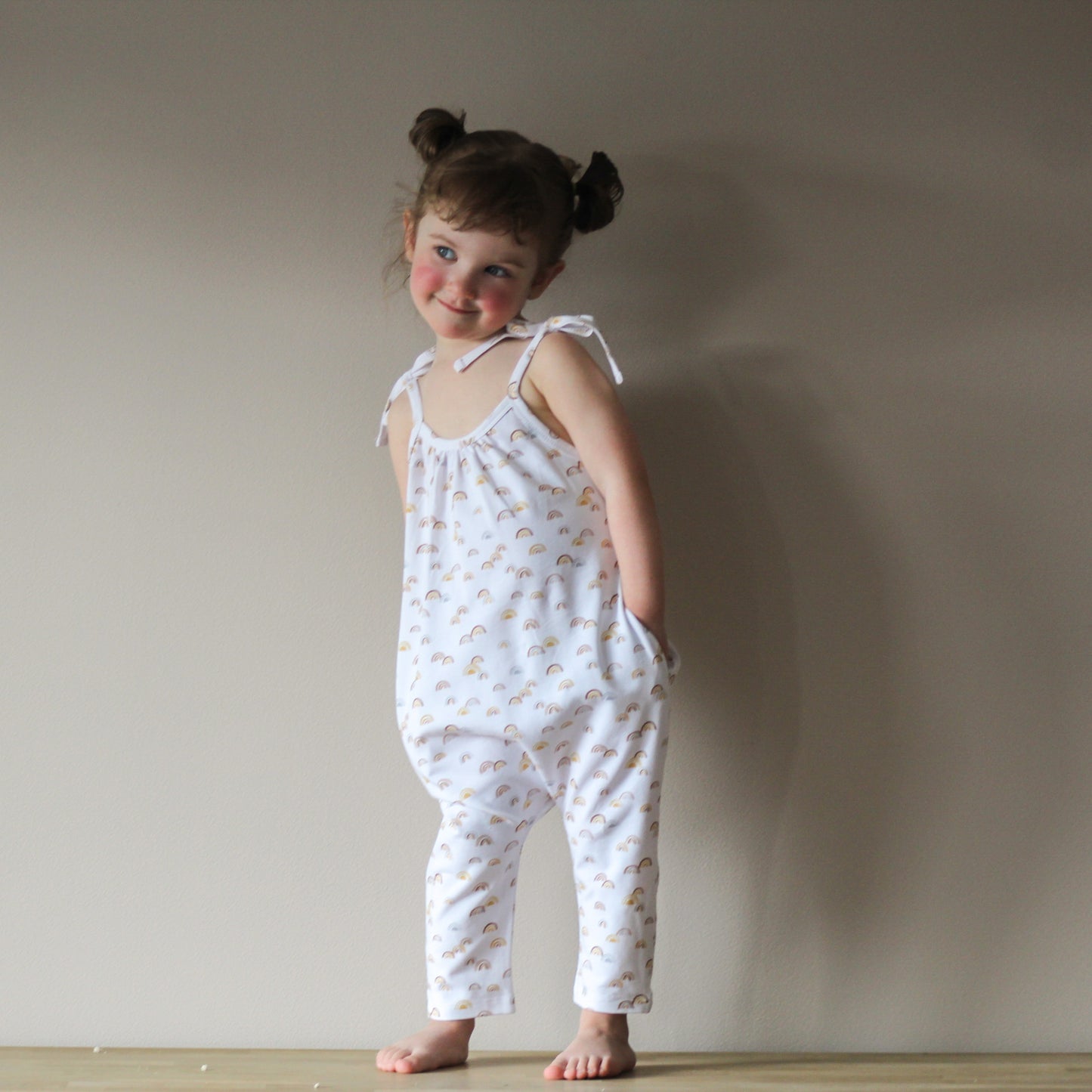 Rompers with pockets, organic cotton GOTS | rainbow