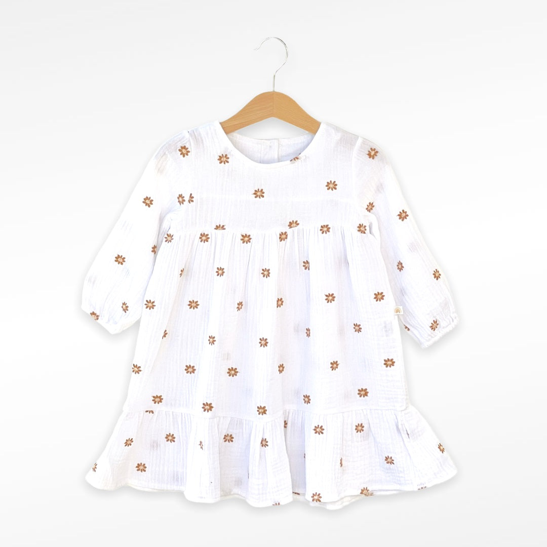 Dress Sunflower, organic muslin GOTS | white