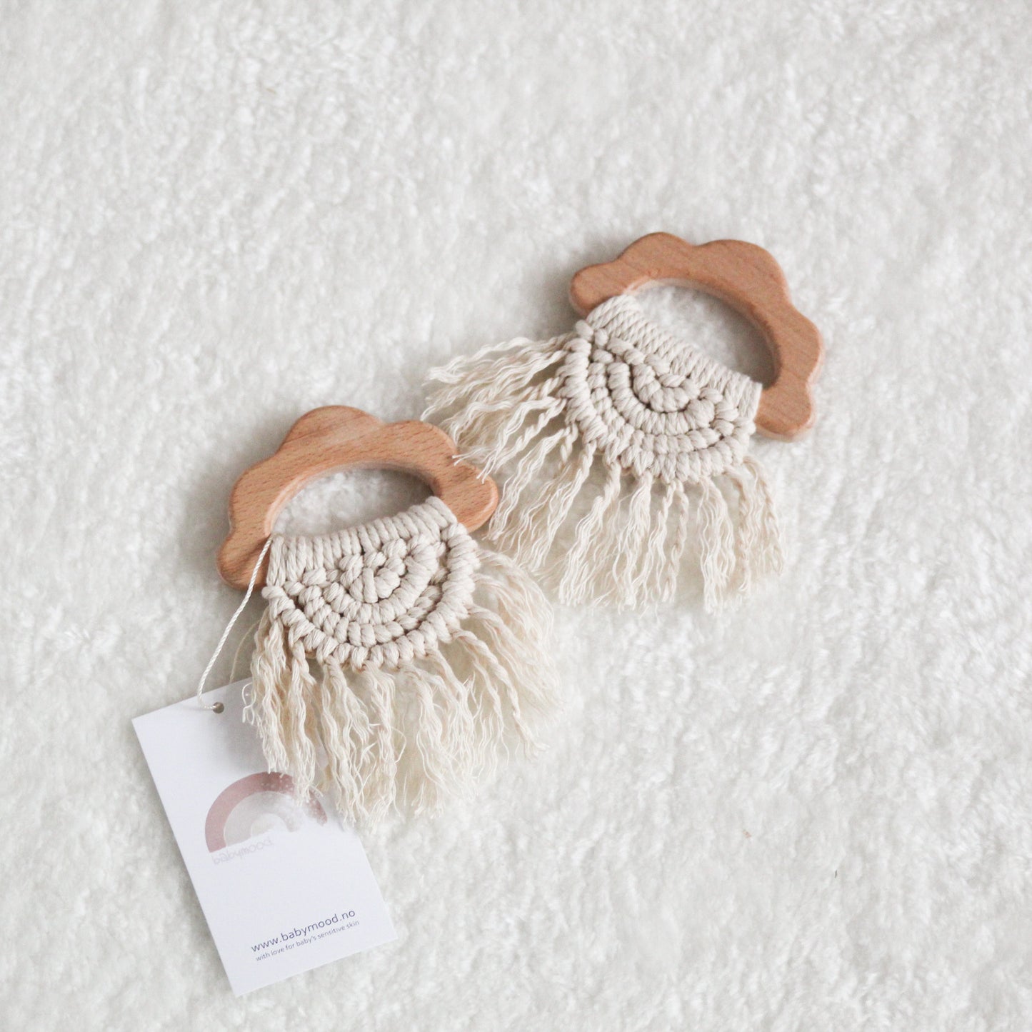 Biting toy with macrame | Cloud/Rainbow