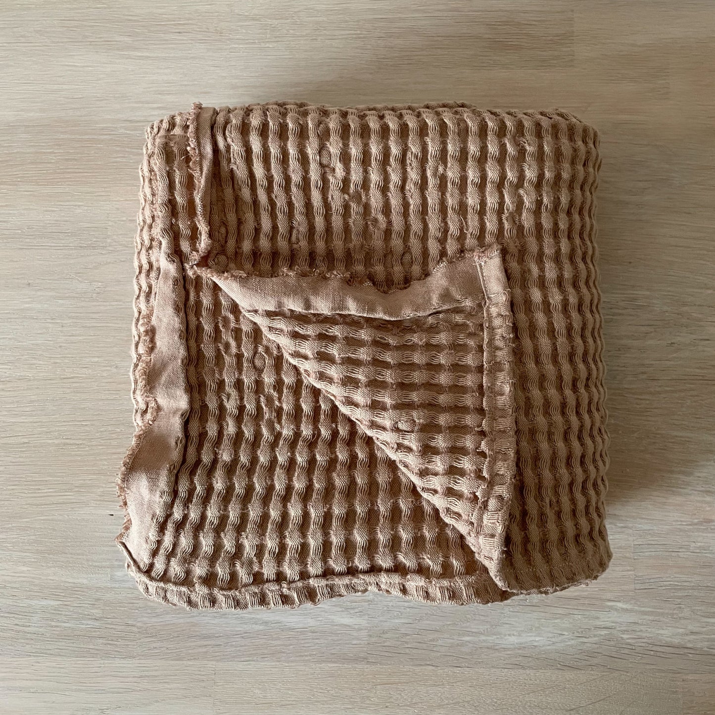 Waffle swaddle blanket, linen/cotton | Mocca
