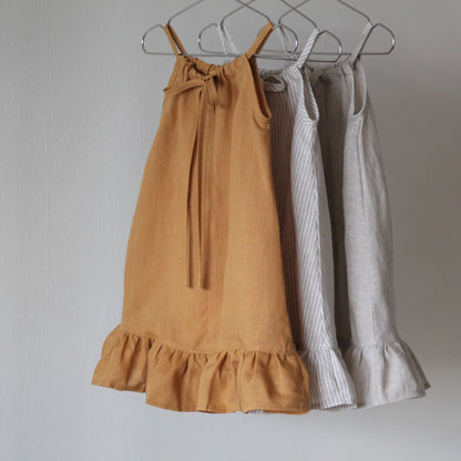 Dress in linen SAVANNA - girl 1-6y | carmel