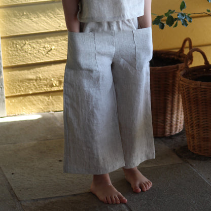 Pants culotte linen - girl 1-6y | carmel