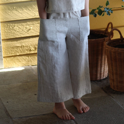 Pants culotte linen - girl 1-6y | stripes