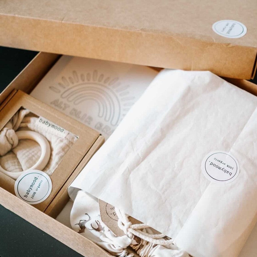 Cozy cloth with wooden ring, organic muslin GOTS | sandy