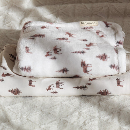 Baby blanket minky fleece 75x75, MOOSE