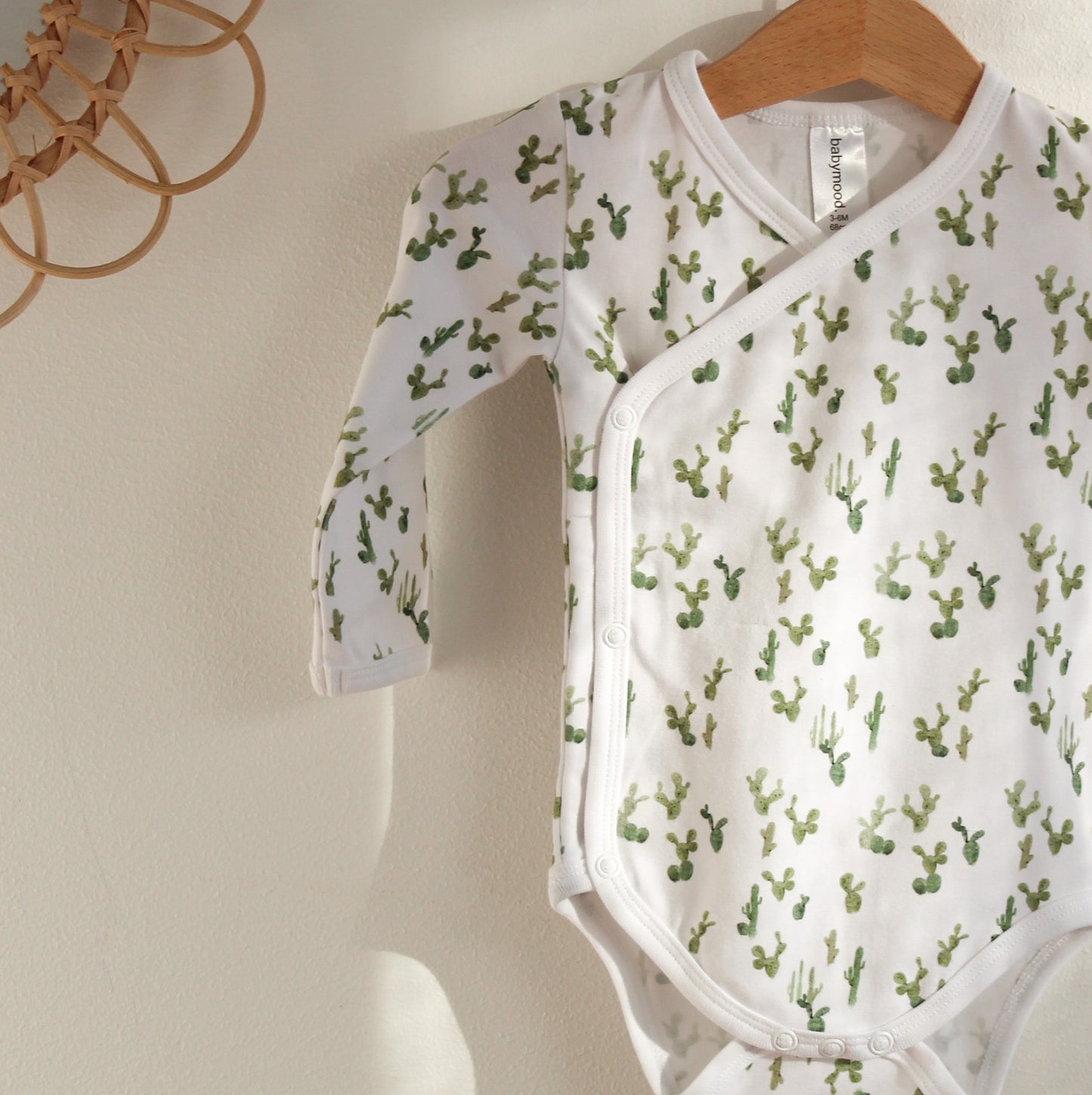 Wrap body with long sleeves, organic cotton GOTS | cacti