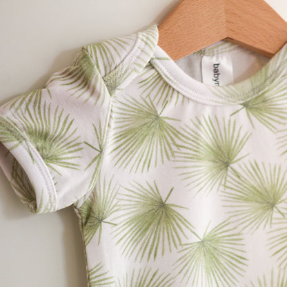 Body with short sleeves, organic cotton GOTS, palm/green