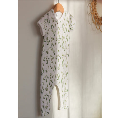 Jumpsuit short-sleeved, organic cotton GOTS | cacti