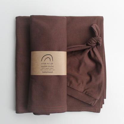 Swaddle in organic stretch jersey GOTS | brown | 100x100cm