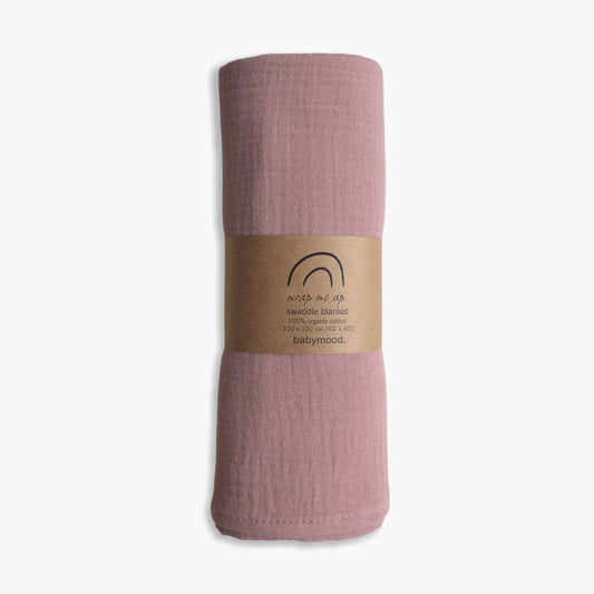 Swaddle økologisk musselin GOTS | gammelrosa | 100x100cm