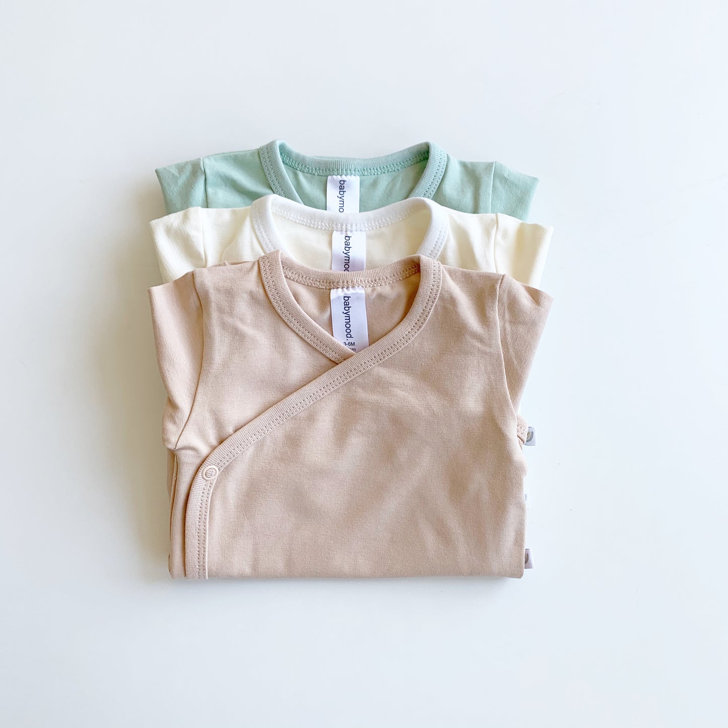 Wrap body with long sleeves, organic cotton GOTS, old light green
