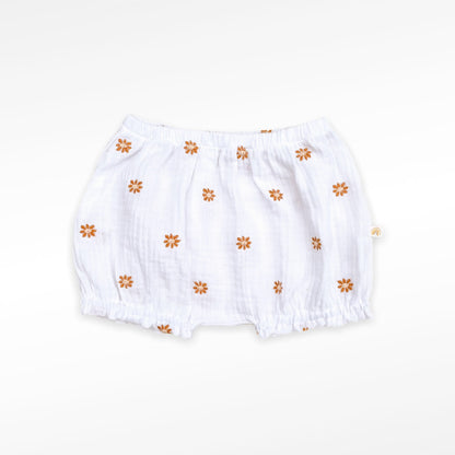 Bloomer Sunflower, organic muslin GOTS | white