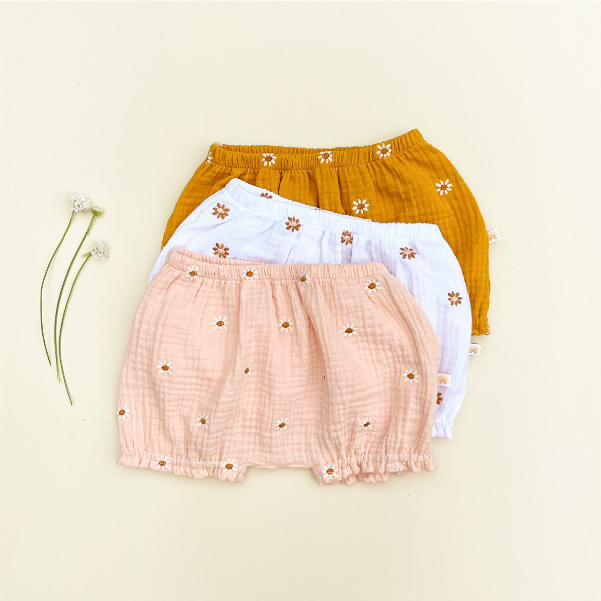 Bloomer Sunflower, organic muslin GOTS | white