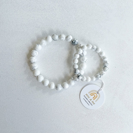 Bracelet Mini & Me, white marble howlite