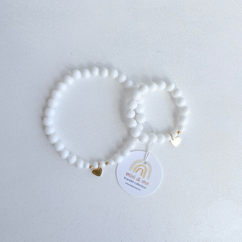 Bracelet Mini & Me, white jade