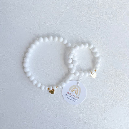 Bracelet Mini & Me, white jade