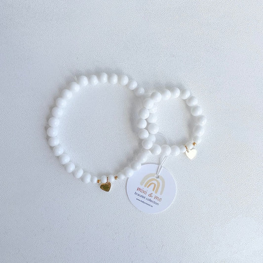 Bracelet Mini & Me, white jade