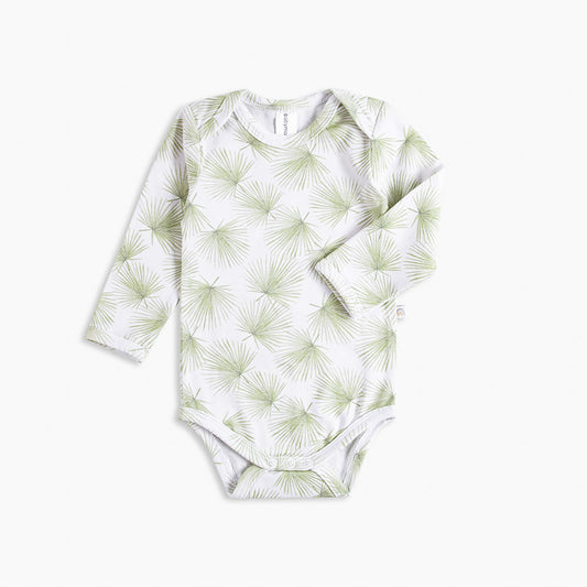 Body with long sleeves, organic cotton GOTS, palm/green