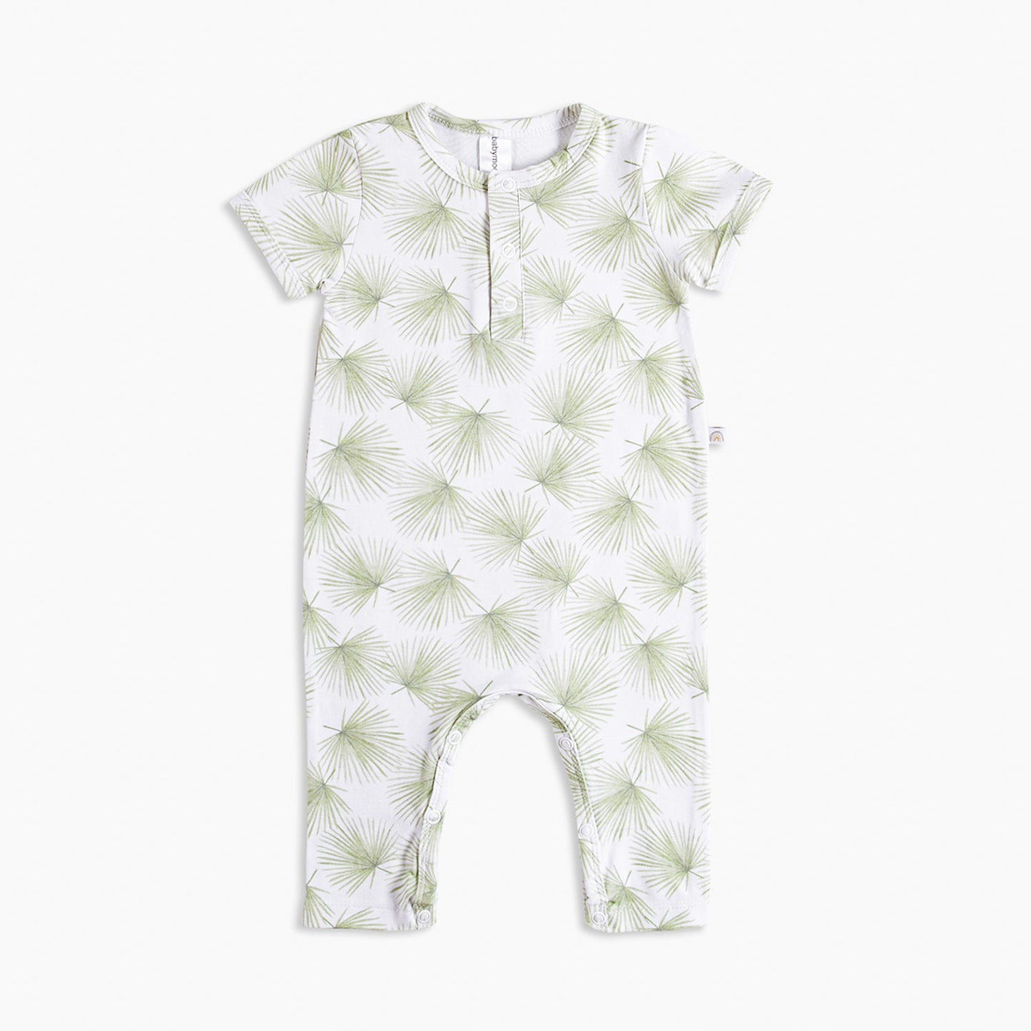 Short-sleeved jumpsuit, organic cotton GOTS, palm/green