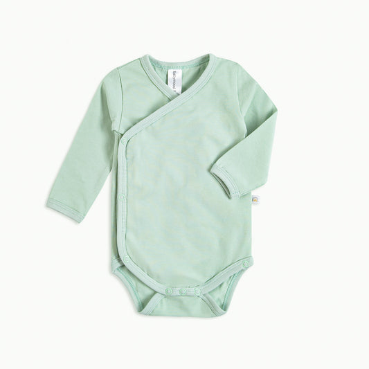 Wrap body with long sleeves, organic cotton GOTS, old light green